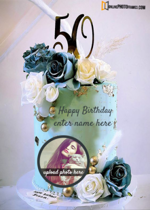50th birthday cake with name and photo edit