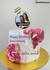 add photo on wedding anniversary cake image