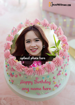 ai generated birthday wishes cake with name and photo frame