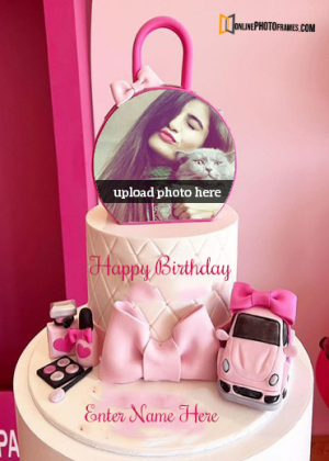 barbie birthday cake with name and photo editor