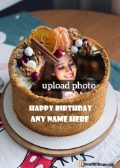 beautiful birthday cake image with name and photo frame