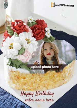 beautiful heart birthday cake with name and photo edit