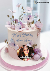 butterfly birthday cake with name and photo frame edit