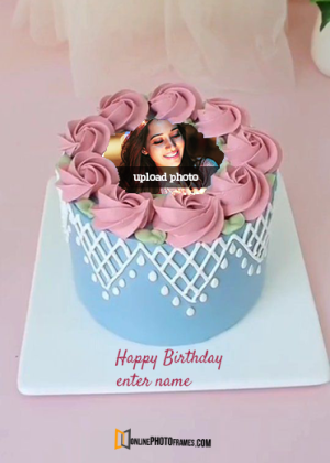 create birthday cake with name and photo frame