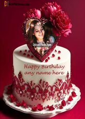 creative birthday wishes cake with name and photo frame online
