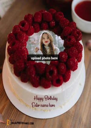 edit birthday wishes with name and photo on cake frame design