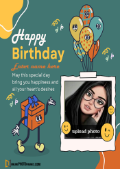 edit happy birthday photo frame with name