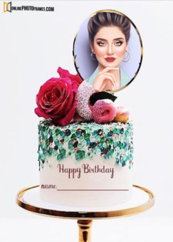 Happy Birthday Cake with Name and Photo Edit for Girl - Online Photo Frames