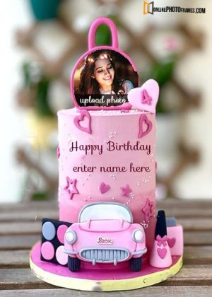 fondant birthday cake with name and photo frame