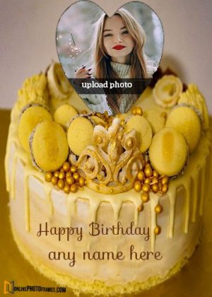 happy birthday cake heart photo edit with name