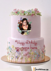 happy birthday cake image with photo frame upload online