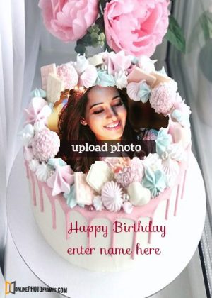 happy birthday cake photo frame with name and photo edit