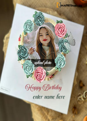 happy birthday cake with name and photo edit online free