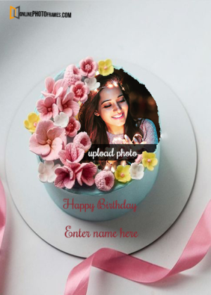 happy birthday cake with pic and name