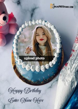 happy birthday customized cake image with name and photo edit wn