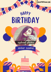 happy birthday photo frame with name and profile picture