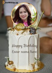 happy birthday wishes cake with name and photo frame