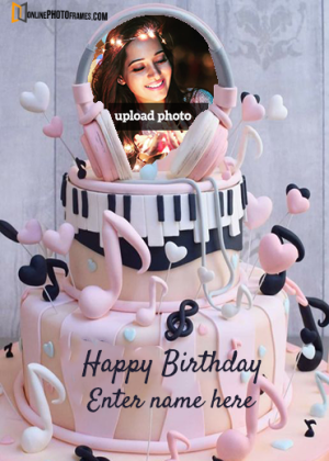 happy birthday wishes cake with photo frame