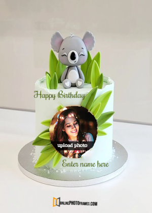 koala birthday cake with name and photo frame editor