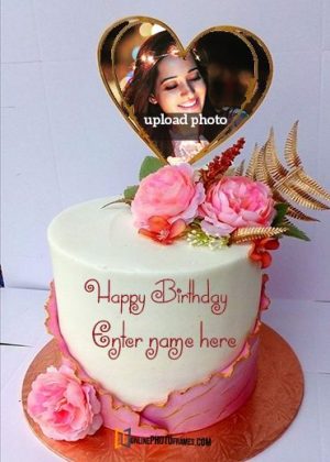 latest cake design for birthday with name and photo frame