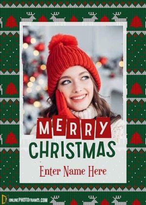 merry christmas greeting card wishes with name and photo