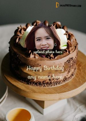 online chocolate birthday cake with name and photo frame
