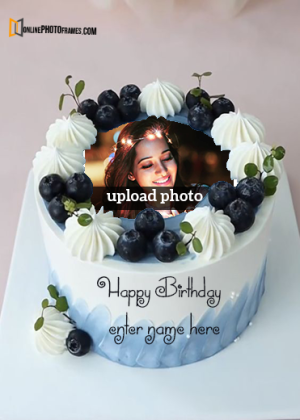online make birthday cake with name and photo frame