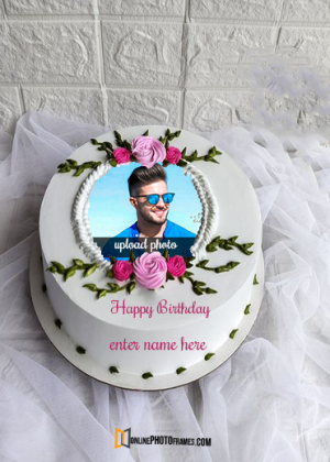romantic birthday cake for husband with photo editing