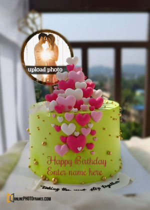 wedding anniversary cake for partner with name and photo