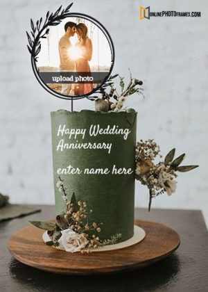 wedding anniversary cake image with photo and name writing online