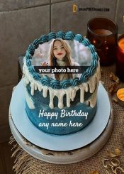 write your name on birthday cake with picture frame edit online