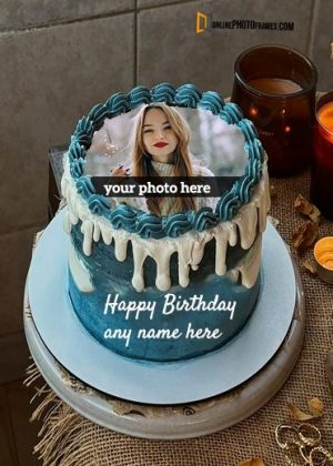 write your name on birthday cake with picture frame edit online